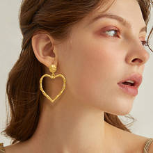 New Krean Fashion Heart Drop Earrings For Women Vintage Bohemian Punk Pendants Gold Colour Earrings 2021 Trend Modern  Jewelry 2024 - buy cheap