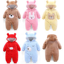 2020 Cute Thicken Warm Hooded Winter Autumn Infant Kid Clothing Cartoons Baby Boy Cotton Romper  0-1 Year Newborn Girls Jumpsuit 2024 - buy cheap