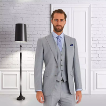 Men Suits Grey Wedding Groom Tuxedos Groomsmen Suit Prom Wear One Button Three-Pieces Best Man Blazers Jacket Slim Fit 2024 - buy cheap