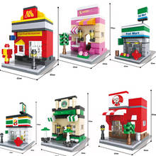 City shops Architecture Serie miniature Street View blocks Retail Store Restaurant Cafe model set building toys creativ for gift 2024 - buy cheap
