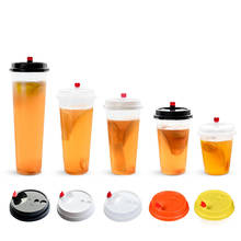 50pcs 90 caliber disposable plastic milk tea cup high transparent pp injection thick drink juice takeaway packaging cup with lid 2024 - buy cheap