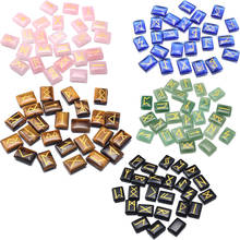 Wholesale Natural tiger eye Stone Viking Runes Amulet Set Reiki Healing Crystals Divination Tumbled rectangle Stones 2024 - buy cheap