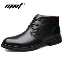 High quality Cow Leather boots men size 37-46 Comfortable warm snow boots Non-Slip Handmade dress winter shoes 2024 - buy cheap