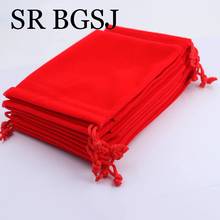 10 un 9x12cm atacado lote embalagem de joias de casamento veludo vermelho sacos para presente 2024 - compre barato