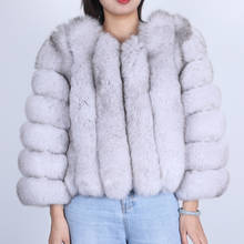 Winter fox jacket ladies leather coat natural fox fur warm pike coat natural fur vest raccoon fur 2024 - buy cheap