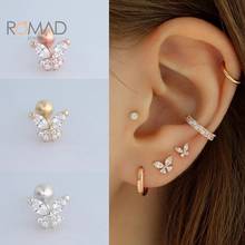 ROMAD Creative Butterfly Stud Earrings 925 Sterling Silver Spiral Column Zircon Earrings For Women Female Gold Piercing Jewelry 2024 - buy cheap