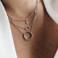 ALYXUY Bohemian Fashion Moon Circle Geometric  Pendant Necklace for Women Choker Multilayer Charm Necklace Jewelry 2024 - buy cheap