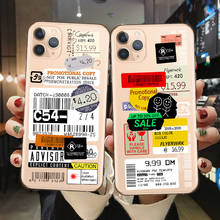 Luxury clear stamp label barcode Phone Case For iPhone 11 Pro MAX XR X XS MAX 7 8 6 6s plus Funny Transparent Soft Back Cover 2024 - buy cheap