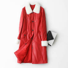 Real jaqueta de couro genuíno outono inverno casaco roupas femininas 2020 coreano do vintage vison gola pele carneiro para baixo casaco zt4511 2024 - compre barato