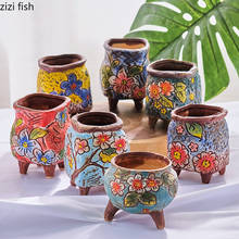 Hand Painted Succulent Flower Pot Ceramic Flowerpot Decorative Plant Pot Gardening Accessories Decoration Plant Flowers Pots 2024 - buy cheap