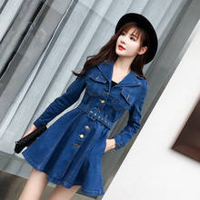 2020 Women Long Sleeve jeans Dress female Loose lapel Denim Dress korean style Autumn Cowboy Casual Mini Dresses Vestidos 2024 - buy cheap