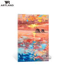 YYR-ARTLAND imagem bonita 100% pintura a óleo à mão em tela pôr-do-sol paisagem do mar para sala de estar sem moldura 2024 - compre barato