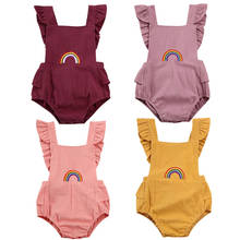 0-24M   Newborn Baby Girl Ruffles Rainbow  Romper Jumpsuit Outfits Clothing 2024 - buy cheap