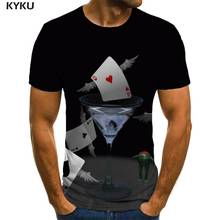 Kyku marca cartões de jogo t camisa masculina animal tshirt impresso engraçado camisa impressão preto t-shirts 3d roupas dos homens hip hop impresso 2024 - compre barato