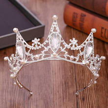 Trendy Baroque Crystal Pearl Tiaras And Crowns Silver color Women Bridal Hair Accessories Rhinestone Diadem Wedding Hair Jewelry 2024 - buy cheap