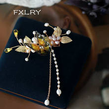 FXLRY-Pinza para el pelo con forma de mariposa para mujer, pinza para el pelo con perlas naturales de agua dulce, hecha a mano, accesorios para horquilla 2024 - compra barato