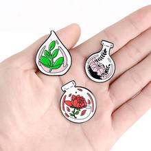 Plants Bottle Brooches Badge Rose Leaves Enamel Pin Nature Jewelry Custom Backpack Denim Jackets Lapel Pins For Friends Gifts 2024 - buy cheap