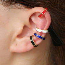 dropshipping Multi color earring fashion women jewelry Gold filled colorful enamel engraved star band ear bone clip on earring 2024 - buy cheap