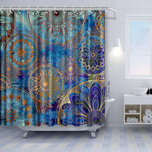 Azul roxo mandala cortina de chuveiro árvore da vida com estilo floral mandala arte espiritual meditação paz spa decoração do banheiro 2024 - compre barato