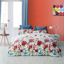 Ropa de cama con estampado de flores para el hogar, juego de cama de lino de tamaño doble europeo, funda nórdica para cama, edredón, fundas de almohada 2024 - compra barato