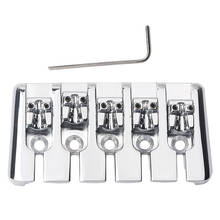 Tooyful Chrome Zinc Alloy L Shape 5 String Bass Bridge with Screws Wrench for Electric Bass Guitar Parts 2024 - buy cheap
