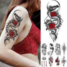 Waterproof Temporary Tattoo Sticker Moon Sea Mermaid Flash Tattoos Flowers Skull Mandala Body Art Arm Fake Tatoo Women Men 2024 - купить недорого