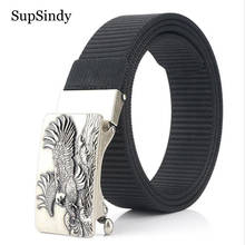 SupSindy Men Nylon Belt Luxury Eagle Metal Automatic Buckle Canvas Belts for Men Fashion Jeans Waistband Army Outdoor Male Strap 2024 - buy cheap