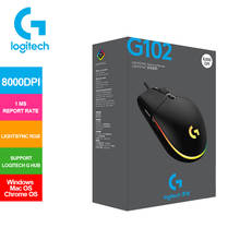 Новинка 2020, игровая мышь Logitech G102 LIGHTSYNC со световым эффектом, 8000 DPI, новая улучшенная игровая мышь для ноутбука и ПК 2-го поколения 2024 - купить недорого