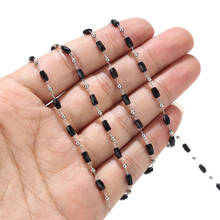 3MM width Fashion Stainless Steel Chain with glass beads Men Women Necklace Jewelry 2024 - buy cheap