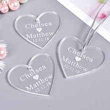 10Pcs * Personalized Engraved Heart Wedding Tags Clear Baptism Tag Party Gifts Baby Shower Decoration Favor Name Tags Favors 2024 - buy cheap