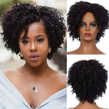 Amir Hair Synthetic Kinkly Curly Wigs For Women Black Brown Short Afro Wig Fluffy bang black OmbreWigs 2024 - buy cheap