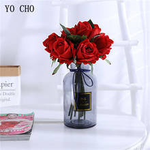 YO CHO-Paquete de flores de seda de 7 cabezas, decoración navideña para el hogar, florero falso, maceta Ornamental, flores artificiales 2024 - compra barato