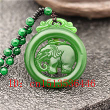 Oco para fora dupla face esculpida elefante jade pingente natural chinês verde jadeíte colar charme jóias moda amuleto presentes 2024 - compre barato