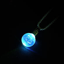 12 Constellations Glow Light Pendant Necklaces Stainless Steel Chain Link Necklace for Men Birthday Anniversary Gift 2024 - buy cheap