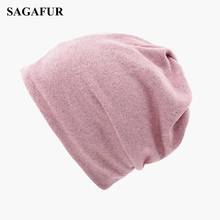 Multifunction Knitted Hat Women's Casual Plain Bonnet Cap Female Soft Polyester Baggy Beanies Spring Autumn Ponytail Beanies 2024 - buy cheap