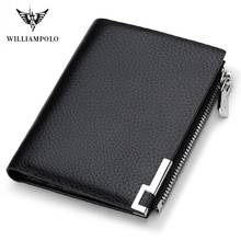 WILLIAMPOLO Men Wallet mens slim Credit Card Holder Bifold Genuine Leather mini Multi Card Case Slots Cowhide Leather Wallet 2024 - buy cheap