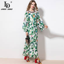 LD LINDA DELLA 2021 Summer Fashion Runway Boho Loose Maxi Dress Women's Flare Sleeve Flowers Print Chiffon Party Long Dress 2024 - buy cheap