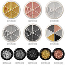 Decoraciones 3D de metal para manicura, accesorios de manicura falsos, cuentas de caviar, oro rosa, plata, negro, tamaño variado 2024 - compra barato