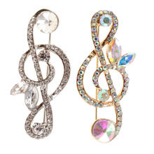 Cristal elegante strass música nota broche pino jóias para músicos 2024 - compre barato