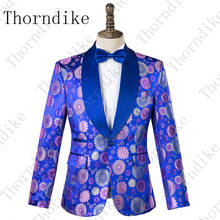 Thorndike Nova Chegada dos homens de Luxo Casual Vestido Floral Suit Xaile Lapela Magro Jaqueta Blazer Elegante Rica flor Partido Bonito 2024 - compre barato