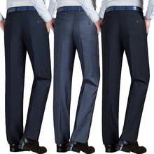 Otoño Invierno nuevos pantalones de hombre de cintura alta suelta de negocios pantalones de traje Casual para hombres lavado antiarrugas y pantalones de traje 2024 - compra barato
