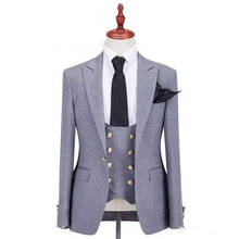 Blazer masculino com lapela alta (jaqueta + calça + colete + gravata), um botão, padrinho, casamento, formatura 2024 - compre barato