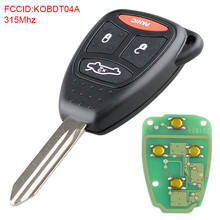 Estojo para chave de controle remoto kobdt04a, 315mhz, 3 + 1 botões, substituição sem cortes, transponder de ignição, combo para dodge new 2024 - compre barato