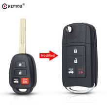 Carcasa de llave a distancia de coche KEYYOU modificada con 4 botones para Toyota RAV4 Prius CAMRY Corolla 2012 2013 2014 2015 con hoja TOY43 2024 - compra barato
