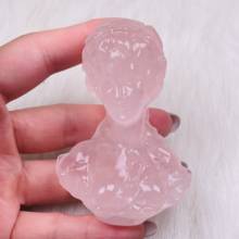 Decoração natural de cristal de quartzo rosa, deusa esculpida à mão, estátua venus, casa 2024 - compre barato