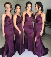 Elegant Burgundy Bridesmaid Dress V Neck Guest Wedding Party Dress Spaghetti Strap Bridesmaid Gowns robe demoiselle d honneur 2024 - buy cheap