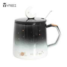 YMEEI-Taza de cerámica creativa para café, té, desayuno, leche, patrón de Luna y estrella, para regalo de amante, 400ML 2024 - compra barato