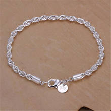 Pulsera de mano con cuerda giratoria para hombre y mujer, brazalete con cadena, Color plateado 2024 - compra barato