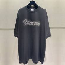 Vetements-camisetas con logotipo de perforación Flash para hombre y mujer, ropa de gran tamaño con bordado de Bling, VTM, de verano 2024 - compra barato