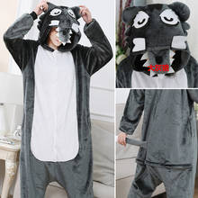 Pijamas para niños y niñas, ropa de dormir de manga larga con diseño de Lobo, Panda, gato, dibujos animados de animales, disfraz de pijama, Pijamas, Cosplay 2024 - compra barato